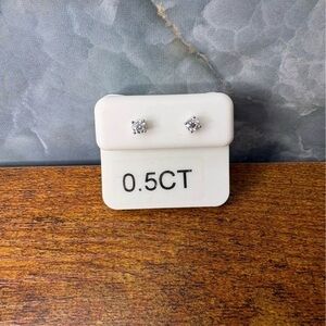 0.5 Carat Moissanite Stud Earrings with Screw Backs in 925 Sterling Silver
